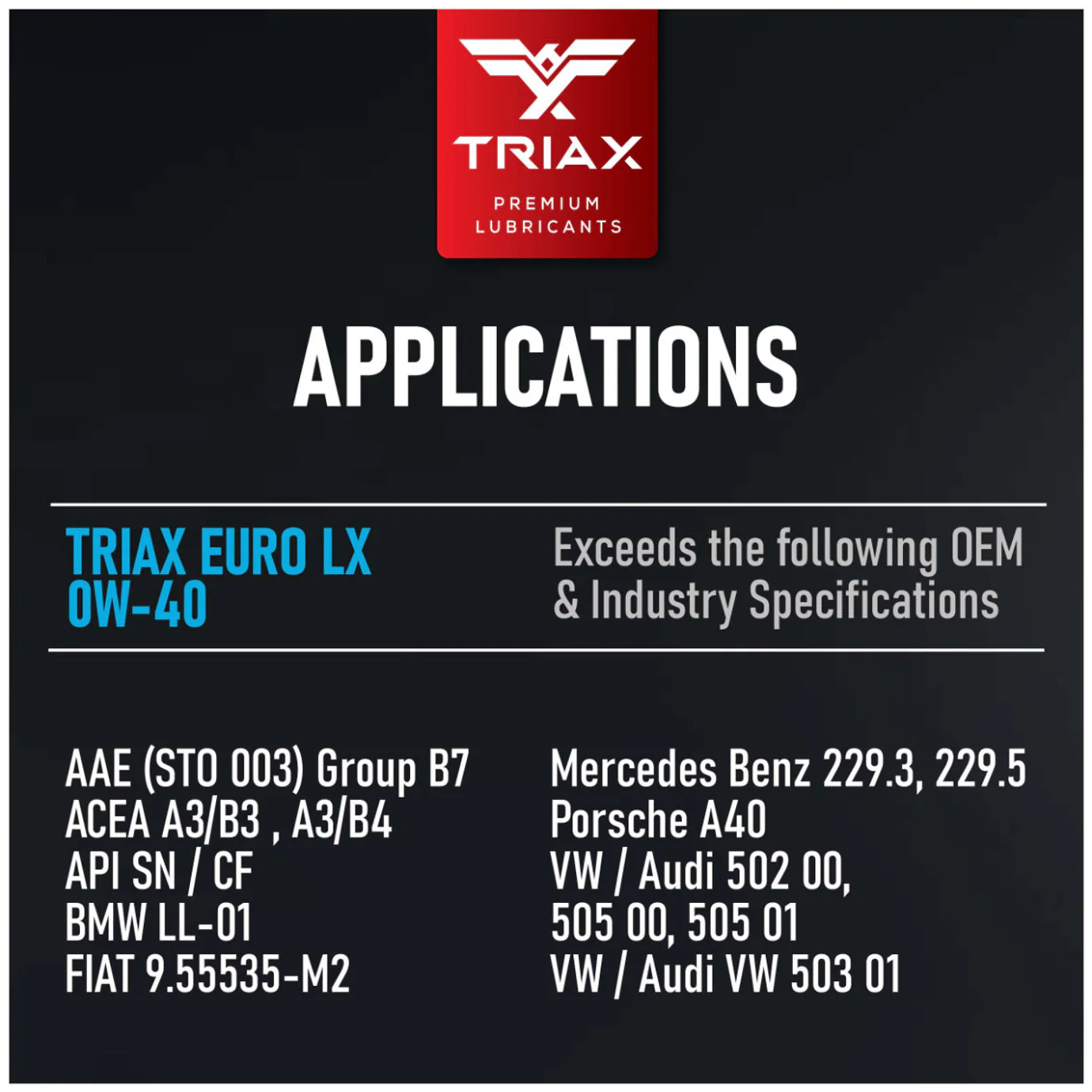 TRIAX Euro LX 0W-40 Full Synthetic - Image 36