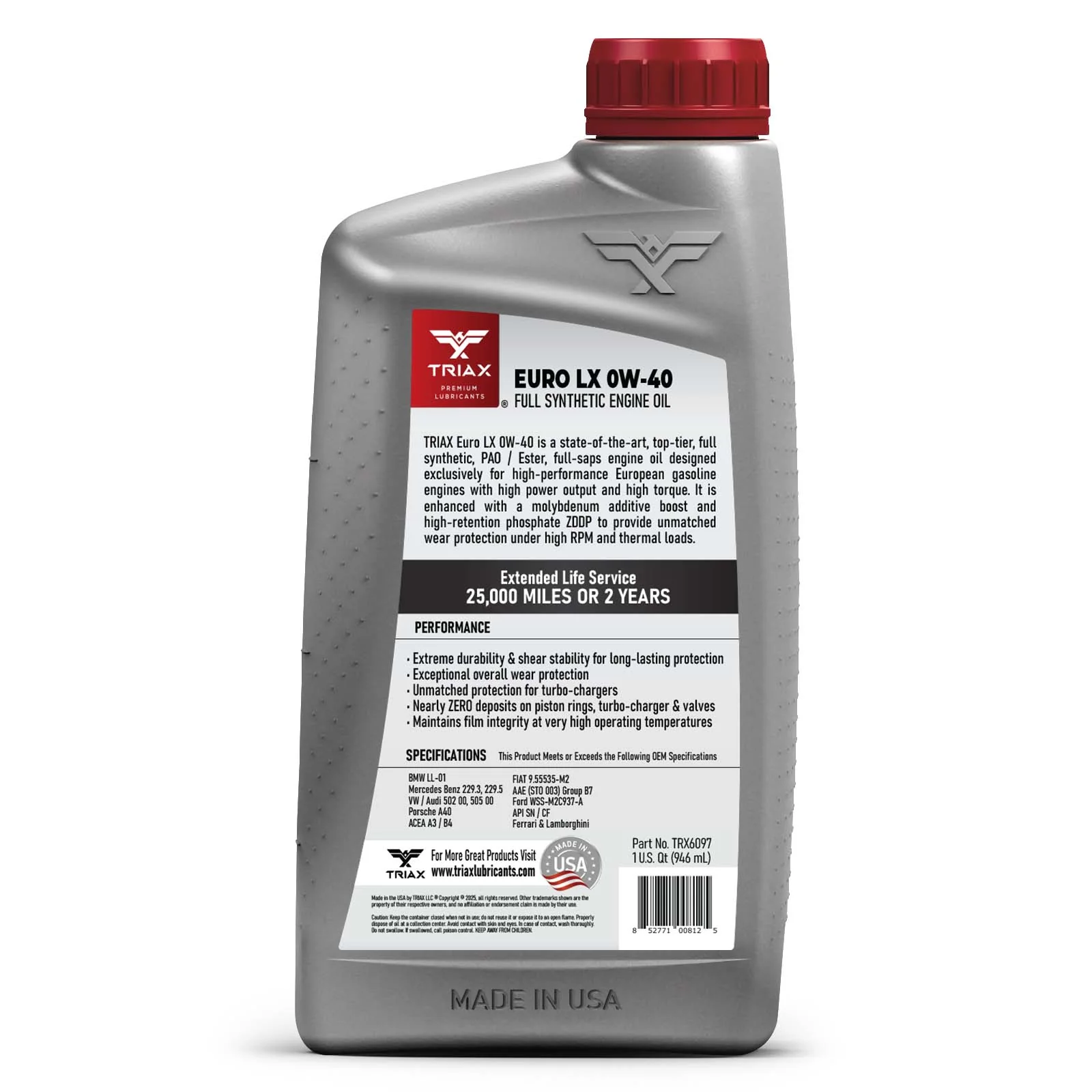 TRIAX Euro LX 5W-40 Full Synthetic - Image 11