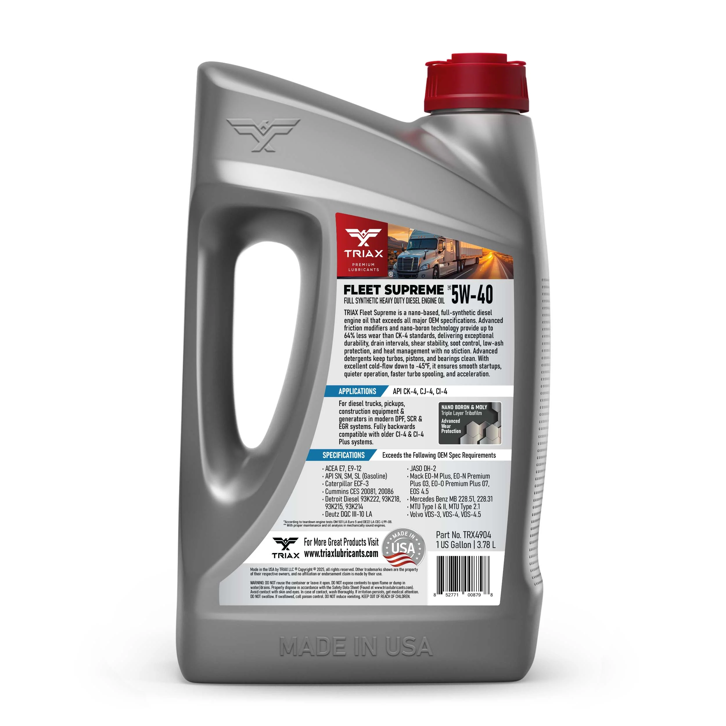 TRIAX Fleet Supreme 5W-40 Full Synthetic - Image 9