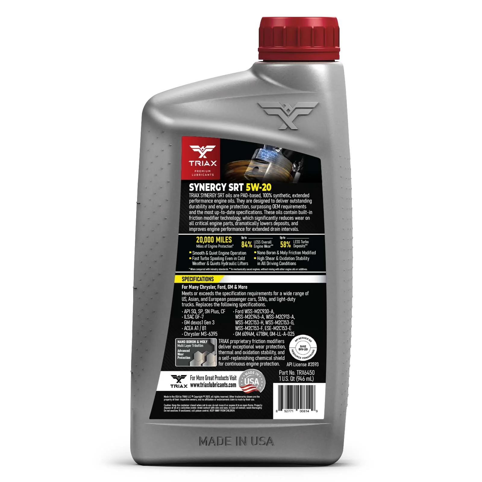 TRIAX Synergy SRT 5W-20 Full Syn - Image 7